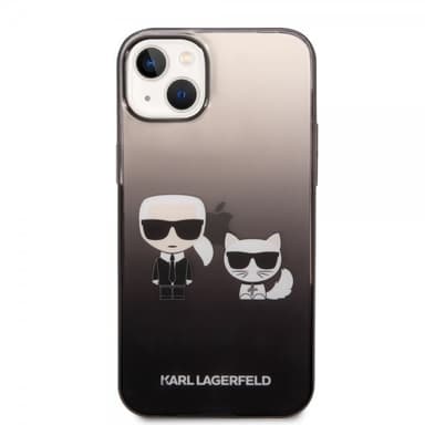 Karl Lagerfeld iPhone 14 Plus Kuori Karl & Choupette Gradient Musta
