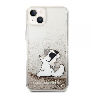 Karl Lagerfeld iPhone 14 Plus Kuori Liquid Glitter Choupette Kulta