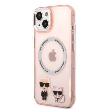 Karl Lagerfeld iPhone 14 Kuori Karl & Choupette MagSafe Vaaleanpunainen