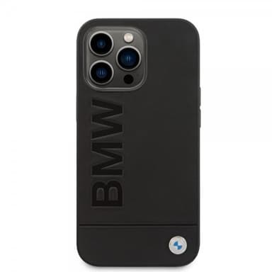 BMW iPhone 14 Pro Max Kuori Hot Stamp Metal Logo Musta