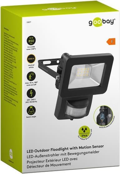 Goobay LED-kohdevalo ulkokäyttöön, 10 W, liiketunnistimella