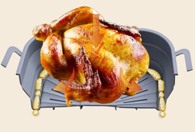 Kokoontaittuva neliön muotoinen Air Fryer silikonimuotti 17,5 cm Musta