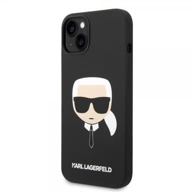 Karl Lagerfeld iPhone 14 Plus Kuori Liquid Silicone Karl Musta