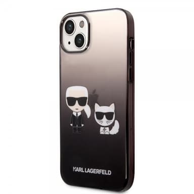 Karl Lagerfeld iPhone 14 Plus Kuori Karl & Choupette Gradient Musta