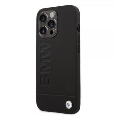 BMW iPhone 14 Pro Kuori Hot Stamp Metal Logo Musta