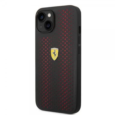 Ferrari iPhone 14 Kuori Logo Perforoitu Punainen
