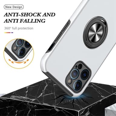 iPhone 14 Pro Max Sormirengas Sivutuen Hybridikotelo - Hopea