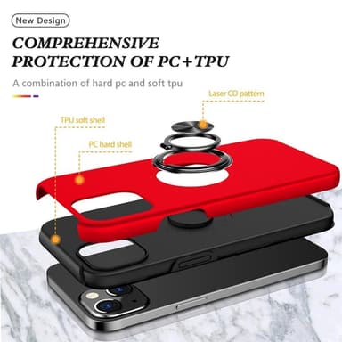 iPhone 14 Plus Sormirengas Sivutuen Hybridikotelo - Punainen