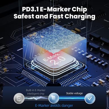 NÖRDIC 1,5 m USB4 USB-C C-nylonkuoritulla PD3.1 240 W: n pikalatauksella 40 G 8K60Hz 4K120Hz 5K60Hz 2x4K60Hz Emarker-yhteensopivuudella TB4&3 kanssa