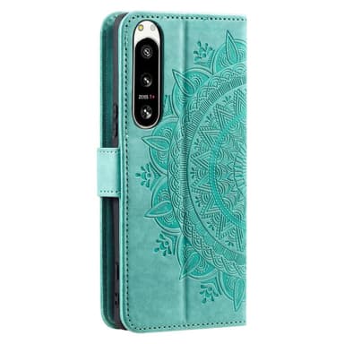 SKALO Sony Xperia 5 IV 5G Mandala lompakkokotelo - Turkoosi