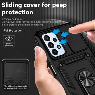 SKALO Samsung A23 5G Armor hybridi metallirengas kameran liukusäädin - - Musta