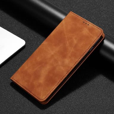 SKALO Samsung Xcover6 Pro 5G Slim Premium Lompakkokotelo - Vaaleanruskea