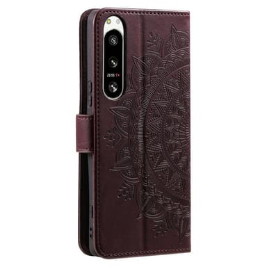 SKALO Sony Xperia 5 IV 5G Mandala lompakkokotelo - Ruskea