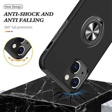 iPhone 14 Sormirengas Sivutuen Hybridikotelo - Musta
