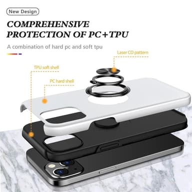 iPhone 14 Sormirengas Sivutuen Hybridikotelo - Hopea