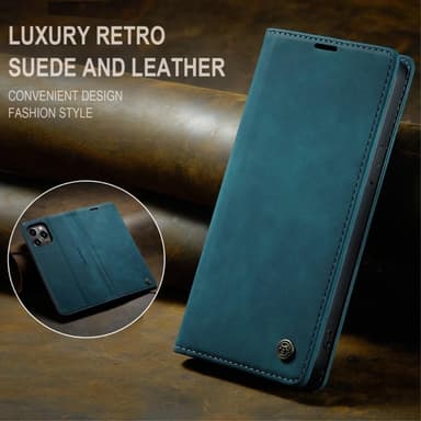 CASEME Retro Lompakkokotelo iPhone 14 Pro Max - Sininen