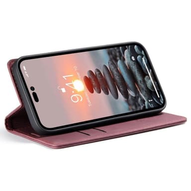CASEME Retro lompakkokotelo iPhone 14 Prolle - Punainen