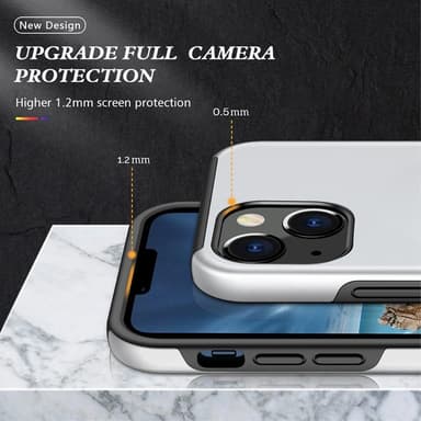 iPhone 14 Sormirengas Sivutuen Hybridikotelo - Hopea