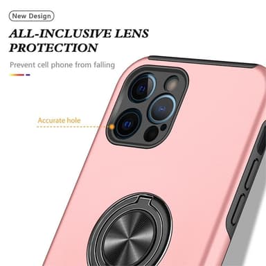 iPhone 14 Pro Max Sormenrengastuki Hybridikotelo - Vaaleanpunainen