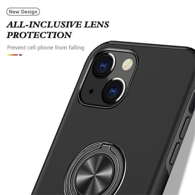 iPhone 14 Sormirengas Sivutuen Hybridikotelo - Musta