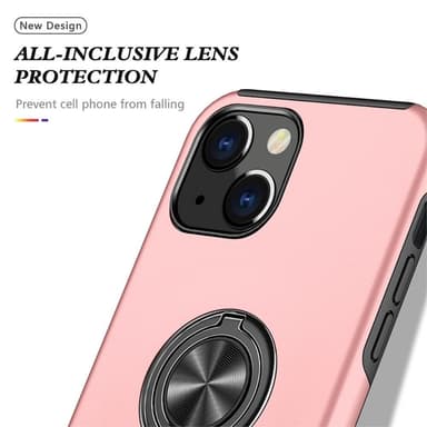 iPhone 14 Sormirengas Kickstand Hybridikotelo - Vaaleanpunainen