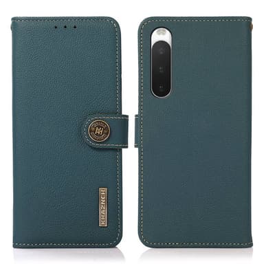 Lompakkokotelo 3-kortti nahkaa RFID Sony Xperia 5 IV - Vihreä