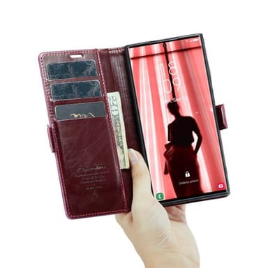 CaseMe Lompakkokotelo 3-kortti Samsung Galaxy S23 Ultra - Viininpunain