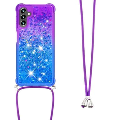 SKALO Samsung A34 5G Juoksuhiekka Glitter Mobile kaulapanta - Violetti-Sininen