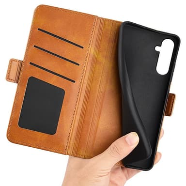 SKALO Samsung A34 5G Premium Wallet Lompakkokotelo - Vaaleanruskea