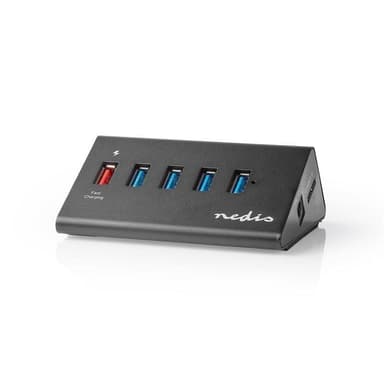 Nedis USB-keskitin | USB Micro-B Naaras | USB-A Naaras | 5-Porttinen port(s) | QC3.0 / USB 3.2 Gen 1 | USB Virta / Verkkovirtakäyttöinen | 5 Gbps | 5x USB
