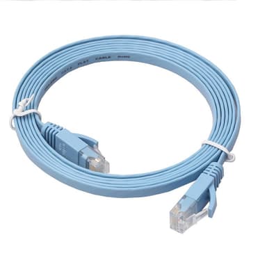 NÖRDIC Cat6 U/UTP litteä verkkokaapeli 7,5m 250MHz kaistanleveys ja 10Gbps siirtonopeus sininen