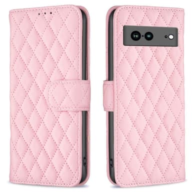 SKALO Google Pixel 7a BINFEN COLOR Tikattu Lompakko - Pinkki