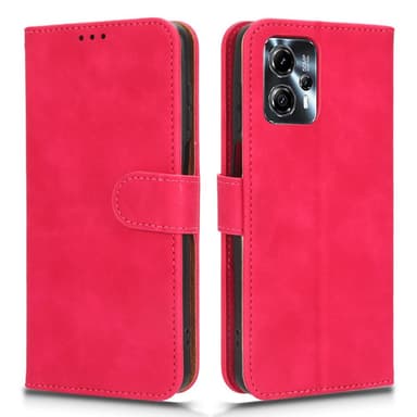 SKALO Motorola Moto G53 5G Matt PU Nahka lompakkokotelo - Cerise