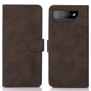 SKALO Asus ROG Phone 7 5G KHAZNEH Lompakkokotelo PU-nahasta - Ruskea