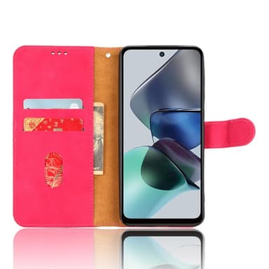 SKALO Motorola Moto G53 5G Matt PU Nahka lompakkokotelo - Cerise