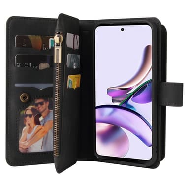 SKALO Motorola Moto G23 4G Big Wallet 17-lokeroa Lompakkokotelo - Musta