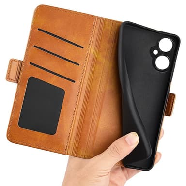 SKALO OnePlus Nord CE 3 Lite 5G Premium Wallet Lompakkokotelo - Vaaleanruskea