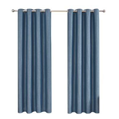 Vändbara linne mörkläggningsgardiner 2-pack Sininen 140 x 260 cm