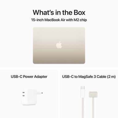 MacBook Air 15 M2/8/512 2023 (tähtivalkea)