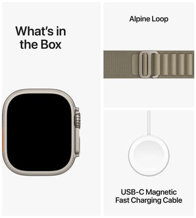 Apple Watch Ultra 2 49 mm GPS+CEL titaani S (oliivi/Alpine Loop)