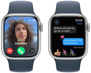 Apple Watch S9 41mm GPS+CEL (hopea alu./ myrskynsin. Sport Band) M/L
