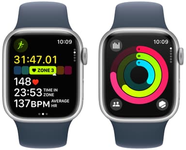 Apple Watch S9 41mm GPS+CEL (hopea alu./ myrskynsin. Sport Band) M/L