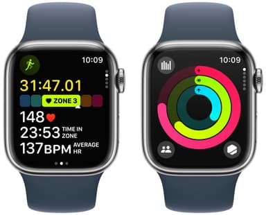 Apple Watch S9 41mm GPS+CEL (hopea SS/myrskynsininen Sport Band) S/M