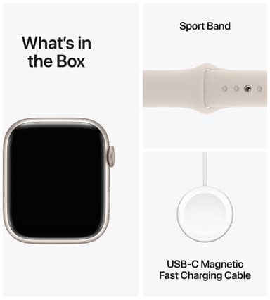Apple Watch S9 45mm GPS (tähtivalkea alu./tähtivalkea Sport Band) S/M