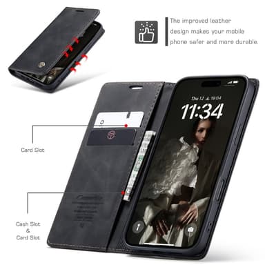CASEME Retro lompakkokotelo iPhone 16 Plus