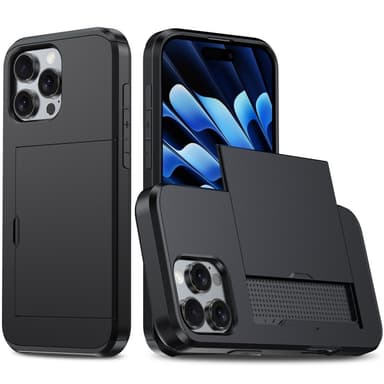 iPhone 16 Pro PC+TPU -puhelimelle Suojakuori Liukuva Korttiteline