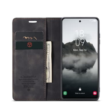CASEME Retro Lompakkokotelo Samsung Galaxy S24 FE - Musta