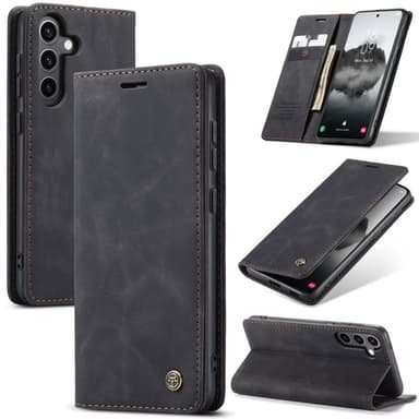 CASEME Retro Lompakkokotelo Samsung Galaxy S24 FE - Musta