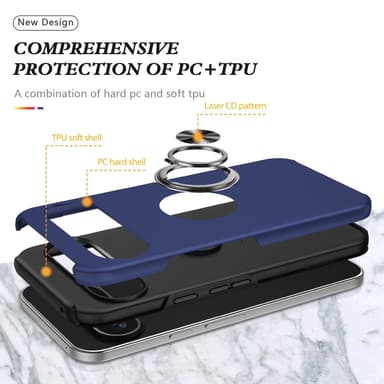 Google Pixel 9 / Pixel 9 Pro sormenrengasjalustan hybridikotelo