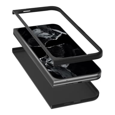 ABEEL Google Pixel 9 Pro Fold 5G Suojakotelo Aitoa Nahkaa + PC - Musta